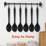 6 Pack Black Silicone Cooking Spoons Heat Resistant Nonstick Serving Spoons for Mixing, Stirring, Serving, Baking, 10.8 Inch - Image 4