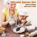 6 Pack Black Silicone Cooking Spoons Heat Resistant Nonstick Serving Spoons for Mixing, Stirring, Serving, Baking, 10.8 Inch - Image 5