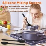 6 Pack Black Silicone Cooking Spoons Heat Resistant Nonstick Serving Spoons for Mixing, Stirring, Serving, Baking, 10.8 Inch - Image 6