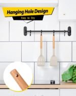 Pack of 2 Silicone Cooking Spatula, Heat Resistant Solid Turner, Non Stick Slotted Spatulas with Wooden Short Handle,Ideal Wood Kitchen Utensils Set for Frying, Baking, Flipping, Turning - Image 4