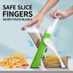 Safe Mandoline Slicer 5 in 1 Vegetable Chopper Food Potato Cutter, Strips Julienne Dicer Adjustable Thickness 0.1-8 mm Kitchen Chopping Artifact Fast Meal Prep - Image 3