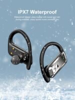 Wireless Earbuds Bluetooth 5.4 Headphones 53H Playtime Sport Earphones with LED Display,Over-Ear Buds Built in Mic in Ear Waterproof Headset for Workout Running Gaming - Black - Image 3