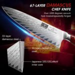 HOSHANHO 8 Inch Damascus Chef Knife, Professional Japanese Damascus Super Steel Kitchen Knife, Ultra Sharp Cooking Knife with Ergonomic G10 Handle - Image 3