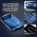 KOOV Bakeware Set, Ceramic Baking Dish, Rectangular Casserole Dish, Lasagna Pan, Baking Pans for Cooking, Cake Dinner, Kitchen, 9 x 13 Inches, Reactive Glaze 3-Piece (Nebula Blue) - Image 3