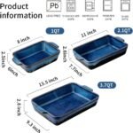 KOOV Bakeware Set, Ceramic Baking Dish, Rectangular Casserole Dish, Lasagna Pan, Baking Pans for Cooking, Cake Dinner, Kitchen, 9 x 13 Inches, Reactive Glaze 3-Piece (Nebula Blue) - Image 4