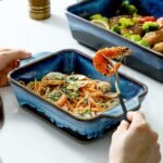 KOOV Bakeware Set, Ceramic Baking Dish, Rectangular Casserole Dish, Lasagna Pan, Baking Pans for Cooking, Cake Dinner, Kitchen, 9 x 13 Inches, Reactive Glaze 3-Piece (Nebula Blue) - Image 5