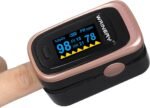 Oxygen Saturation Monitor, Wrinery Premium Pulse Oximeter Fingertip, Oxygen Monitor, O2 Saturation Monitor, OLED Portable Oximetry with Batteries, Lanyard (Rose gold-Royal black) - Image 3