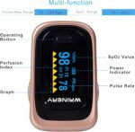 Oxygen Saturation Monitor, Wrinery Premium Pulse Oximeter Fingertip, Oxygen Monitor, O2 Saturation Monitor, OLED Portable Oximetry with Batteries, Lanyard (Rose gold-Royal black) - Image 4