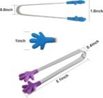 8PCS Silicone Mini Tongs, 5Inch Hand Shape Food Tongs, Colourful Small Kids Tongs for Serving Food, Ice Cube, fruits, Sugar, Barbecue by Sunenlyst (Palm sharp) - Image 4