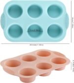 Silicone Muffin Pan, Food Grade Silicone Cupcake Molds for Baking Muffins and Cupcakes, 6-Cup Nonstick Cupcake Pan, Easy Cleaning and BPA-Free (Gray, Orange, Blue) - Image 3