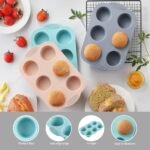 Silicone Muffin Pan, Food Grade Silicone Cupcake Molds for Baking Muffins and Cupcakes, 6-Cup Nonstick Cupcake Pan, Easy Cleaning and BPA-Free (Gray, Orange, Blue) - Image 4