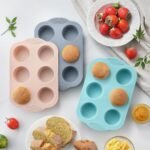 Silicone Muffin Pan, Food Grade Silicone Cupcake Molds for Baking Muffins and Cupcakes, 6-Cup Nonstick Cupcake Pan, Easy Cleaning and BPA-Free (Gray, Orange, Blue) - Image 5