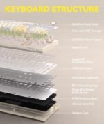 SOLAKAKA KI99 Pro 96% Wireless Gaming Keyboard, RGB Creamy Keyboardw with Knob, Hot-Swappable Pre-Lubed Switches, Gasket Structure Mechanical Keyboards (Beige-White, Non-Silent Version) - Image 5