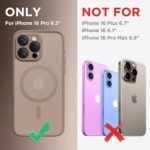 CAPRARO Magnetic Compatible with iPhone 16 Pro Case, Upgraded [Full Camera Protection] [Compatible with MagSafe] Protective Translucent Matte Women Girl Phone Case Cover, Withered Brown - Image 3
