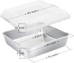 E-far 8 x 8-Inch Baking Pan with lid, Square Cake Brownie Baking Pans Stainless Steel Bakeware Set of 2, Non-toxic & Healthy, Easy Clean & Dishwasher Safe - 4 Pieces(2 Pans + 2 Lids) - Image 3