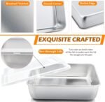 E-far 8 x 8-Inch Baking Pan with lid, Square Cake Brownie Baking Pans Stainless Steel Bakeware Set of 2, Non-toxic & Healthy, Easy Clean & Dishwasher Safe - 4 Pieces(2 Pans + 2 Lids) - Image 4