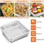 E-far 8 x 8-Inch Baking Pan with lid, Square Cake Brownie Baking Pans Stainless Steel Bakeware Set of 2, Non-toxic & Healthy, Easy Clean & Dishwasher Safe - 4 Pieces(2 Pans + 2 Lids) - Image 5