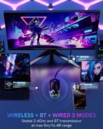 G57 Wireless Gaming Mouse, 8000 DPI, 80g, 2.4G/Bluetooth/USB-C Rechargeable Wireless Mouse with 5 Programmable Buttons for PC/Mac, Black - Image 3