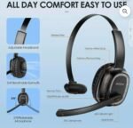 Trucker Bluetooth Headset with AI Noise Cancelling Microphone, Lightweight Wireless Headset for PC, Computer, Laptop, Work from Home, Office, Call Center, Teams, Zoom - Image 4