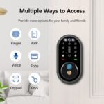 Smart Lock with Camera, Fingerprint Keyless Entry Deadbolt Lock, Built-in WiFi, Video Doorbell, Touchscreen Keypad, 2-Way Audio, Tuya APP, Waterproof, 8 AA Batteries, for Front Door - Image 3