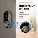 Smart Lock with Camera, Fingerprint Keyless Entry Deadbolt Lock, Built-in WiFi, Video Doorbell, Touchscreen Keypad, 2-Way Audio, Tuya APP, Waterproof, 8 AA Batteries, for Front Door - Image 4