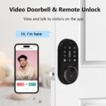 Smart Lock with Camera, Fingerprint Keyless Entry Deadbolt Lock, Built-in WiFi, Video Doorbell, Touchscreen Keypad, 2-Way Audio, Tuya APP, Waterproof, 8 AA Batteries, for Front Door - Image 5