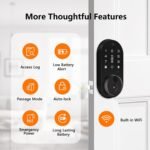 Smart Lock with Camera, Fingerprint Keyless Entry Deadbolt Lock, Built-in WiFi, Video Doorbell, Touchscreen Keypad, 2-Way Audio, Tuya APP, Waterproof, 8 AA Batteries, for Front Door - Image 6