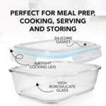 Razab 16 Pc (Set of 8) 30 Oz Glass Meal Prep Containers with Lids, Airtight Large Glass Food Storage Containers, Reusable Leak Proof BPA Free, Freezer to Oven and Dishwasher Safe - Image 6