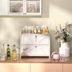 Bread Box for Kitchen Countertop, Double Layer Wooden Breadbox, Large Capacity Bread Storage Bin, Homemade Bread Storage Container, Farmhouse Breadbox Organizer, White - Image 3
