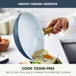 GreenPan 3 Piece Ceramic Cookware Set, Non Stick Frying Pans (8” 10” & 12” Skillets), PFAS-Free Non-Toxic Induction Cookware, Hard Anodized, Kitchen Pots, Dishwasher Safe, Navy, Taupe, Cream - Image 3
