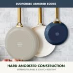 GreenPan 3 Piece Ceramic Cookware Set, Non Stick Frying Pans (8” 10” & 12” Skillets), PFAS-Free Non-Toxic Induction Cookware, Hard Anodized, Kitchen Pots, Dishwasher Safe, Navy, Taupe, Cream - Image 6