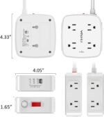 6 Ft Surge Protector Power Strip - 8 Widely Outlets with 4 USB Ports, 3 Side Outlet Extender with 6 Feet Extension Cord, Flat Plug, Wall Mount, Desk USB Charging Station, ETL,White - Image 4