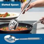 2 Pack Large Cooking Spoon Set, Stainless Steel Serving Spoon and Slotted Spoon for Cooking, Heat Resistant Long Basting Spoons with Round Handle for Mixing and Serving Food - Image 6