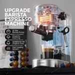 20-Bar Espresso Machine & Coffee Machine – Compatible with N Espresso Capsule & Coffee Ground,Stainless Steel Milk Frother – 34 oz Espresso Cup - Latte Machine & Cappuccino Machine - Image 3