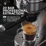 20-Bar Espresso Machine & Coffee Machine – Compatible with N Espresso Capsule & Coffee Ground,Stainless Steel Milk Frother – 34 oz Espresso Cup - Latte Machine & Cappuccino Machine - Image 4