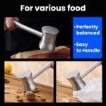 304 Stainless Steel Meat Tenderizer Mallet, Dual Side Meat Hammer Chicken Pounder, Heavy Duty Meat Beater for Steak and Beef, Meat Pounder Kitchen Cooking Mallet Dishwasher Safe - Image 6