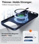 TORRAS Magnetic Slim-Fit for iPhone 17 PRO MAX Case, Ultra-Thin 17 ProMax Phone Case Compatible with MagSafe, Light Anti-Scratch Matte Hard PC Bayer 6.9 inch OriginFit, Deep Blue - Image 5