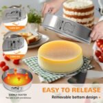 9 Inch 304 Stainless Steel Springform Pan with Removable Bottom, Nonstick Round Spring Form Cheesecake Pan with 30 Pcs Parchment Paper Liners - Image 4