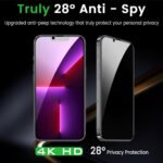 3 Pack Privacy Screen Protector for iPhone 13 6.1 Inch with 3 Pack Camera Lens Protector, Anti Spy Tempered Glass Film, Anti-Scratch, Touch Sensitive, Case Friendly - Image 5