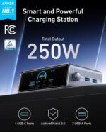 Anker Prime Charging Station, 250W 6-Port GaN USB C Charger, 2.26" LCD Smart Display Control, Compatible with iPhone, Galaxy, MacBook, Dell for Home Office, Gaming Desk Accessories - Image 3