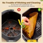Air Fryer Liners Disposable, 125Pcs Parchment Paper, 8 Inch Non-stick Air Fryer Paper Liners, Unbleached Square Airfryer Liners for 5-8QT Air Fryer, Baking, Roasting Microwave - Image 3