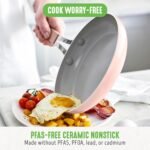 GreenLife 10-Piece Nonstick Ceramic Cookware Set, Lightweight Healthy PFAS-Free Pots & Pans with Lids, Dishwasher & Oven Safe, Durable Body, Silicone Stay-Cool Handles, Easy Release, Pink - Image 3