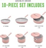 GreenLife 10-Piece Nonstick Ceramic Cookware Set, Lightweight Healthy PFAS-Free Pots & Pans with Lids, Dishwasher & Oven Safe, Durable Body, Silicone Stay-Cool Handles, Easy Release, Pink - Image 4