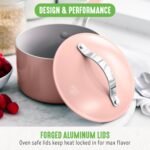 GreenLife 10-Piece Nonstick Ceramic Cookware Set, Lightweight Healthy PFAS-Free Pots & Pans with Lids, Dishwasher & Oven Safe, Durable Body, Silicone Stay-Cool Handles, Easy Release, Pink - Image 5