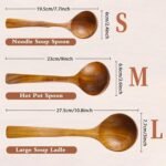 Wooden Ladle 3Size, Wooden Spoons for Cooking, Wooden Ladle for Soup, Natural Teak, Non-Stick Wooden Spoon, Wood Cooking Spoons, Kitchen Utensils set - Image 3