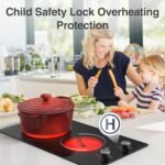 Electric Cooktop,110V 2100W Electric Stove Top with Knob Control, 10 Power Levels, Kids Lock & Timer, Hot Surface Indicator, Overheat Protection,Built-in Radiant Double induction cooktop - Image 3