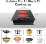 Electric Cooktop,110V 2100W Electric Stove Top with Knob Control, 10 Power Levels, Kids Lock & Timer, Hot Surface Indicator, Overheat Protection,Built-in Radiant Double induction cooktop - Image 4