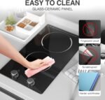Electric Cooktop,110V 2100W Electric Stove Top with Knob Control, 10 Power Levels, Kids Lock & Timer, Hot Surface Indicator, Overheat Protection,Built-in Radiant Double induction cooktop - Image 7