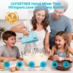 Hand Mixer Electric, Small Food Mixer 7 Speeds Handheld Blender,304 *(1* Whisk, 2* Beater, 2*Dough Hook) Kitchen Blender for Cream, Cookies, Dishwasher Safe, Blue - Image 4