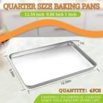Quarter Sheet Pan Set of 4, CEKEE Stainless Steel Baking Sheet & Cookie Sheets for Baking, Baking Sheet Pan Oven Tray, Heavy Duty & Easy Clean Baking Pans Set - Size 12 x 10 x 0.98 Inch - Image 3